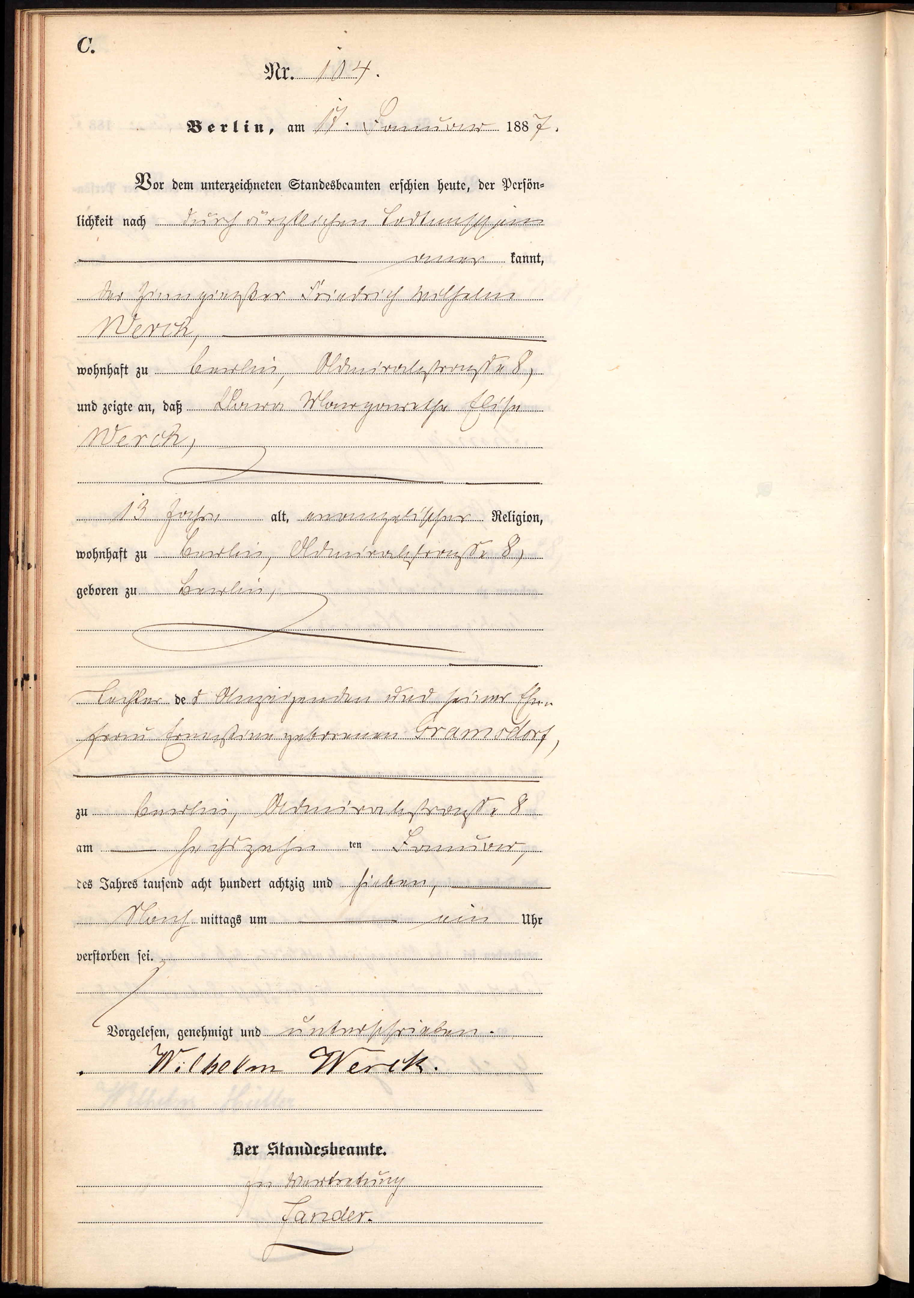 Berlin, Germany, Deaths, 1874-1920