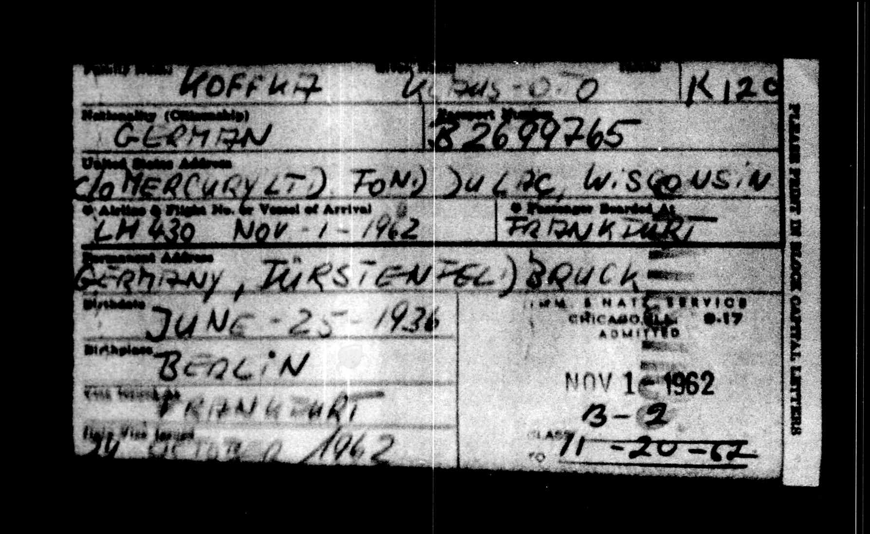 Illinois, Passenger and Crew List, 1943-1963