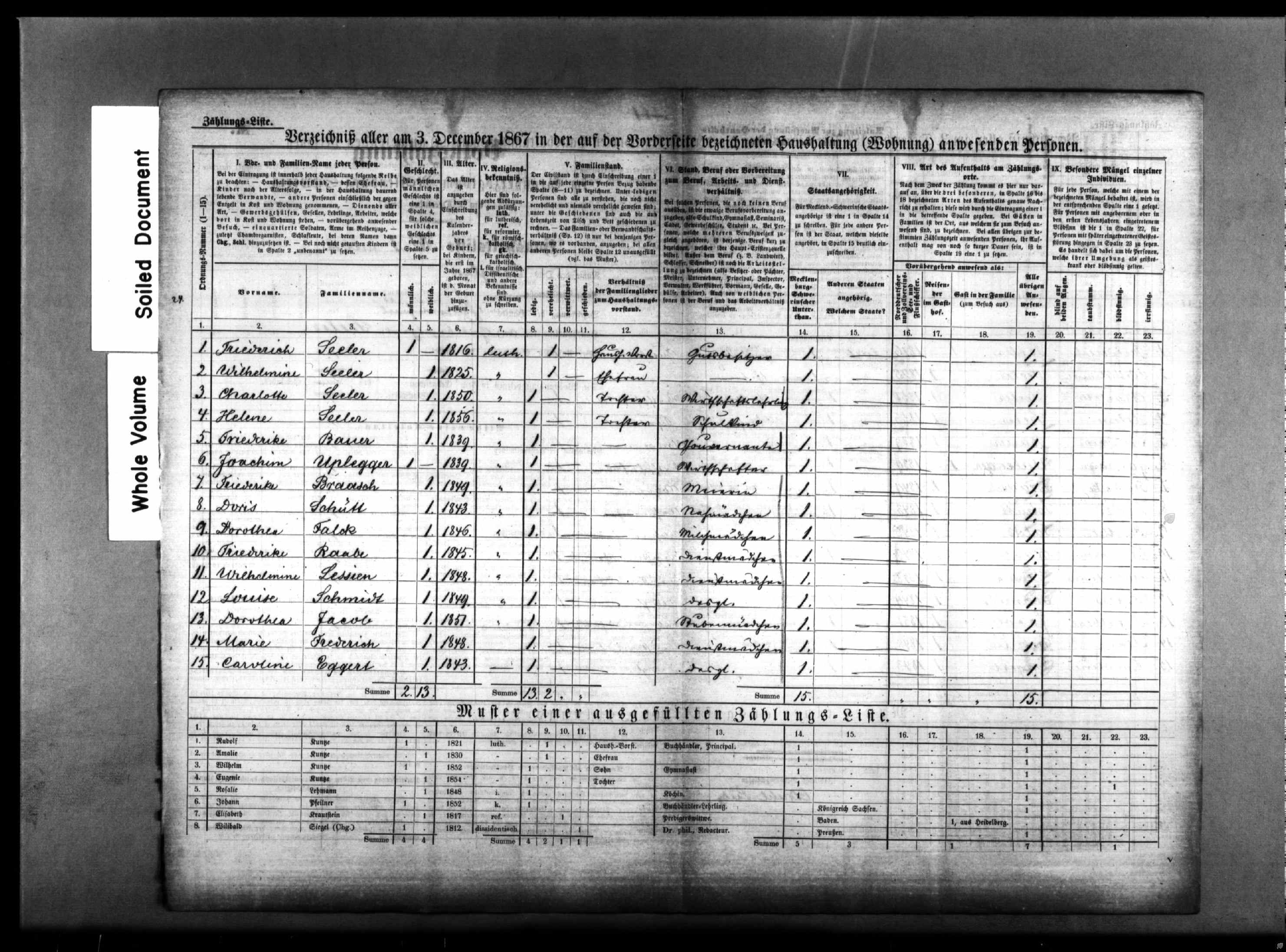 Mecklenburg-Schwerin, Germany, Census, 1867