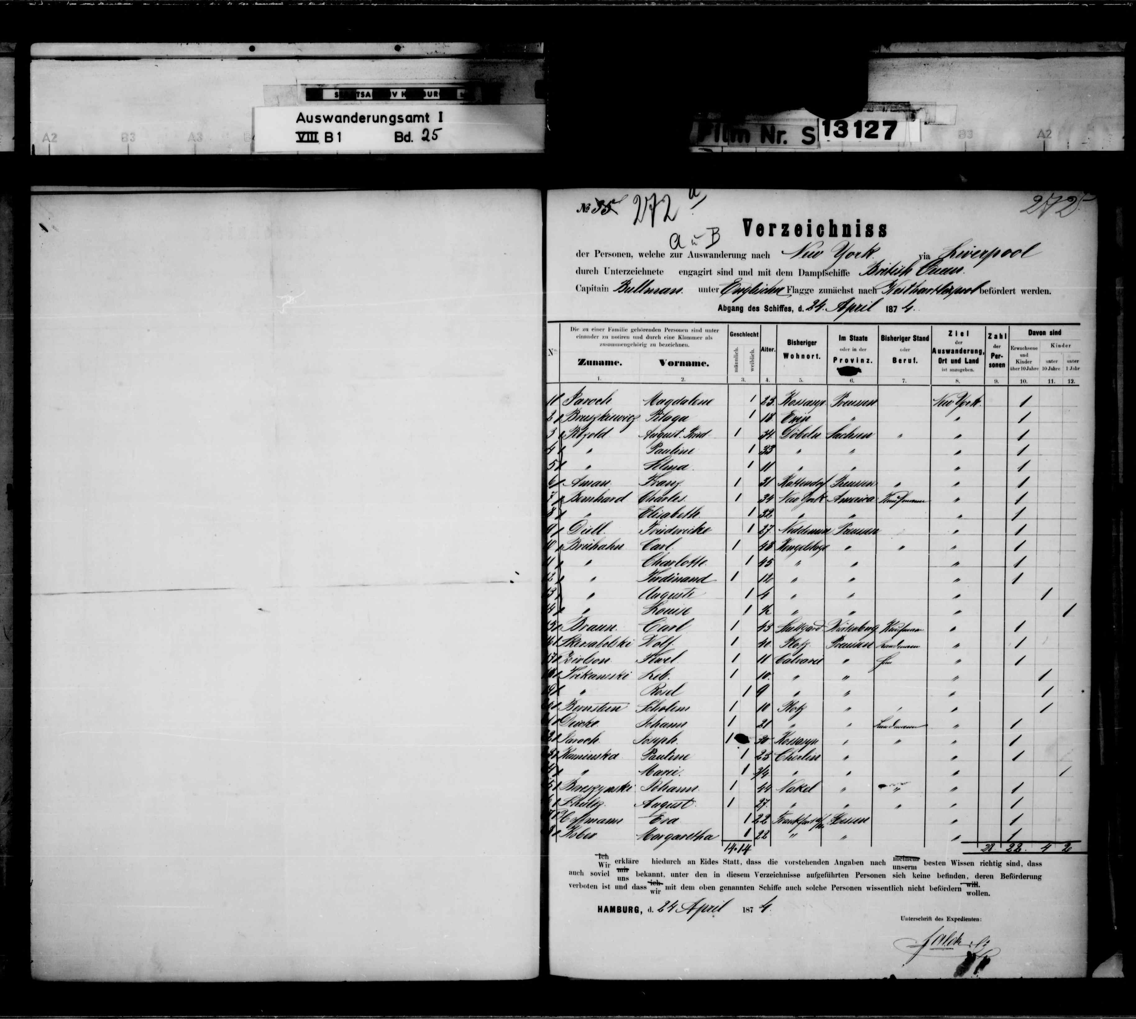 Hamburg Passenger Lists, 1850-1934